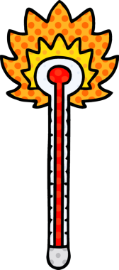 Bir insan tarafından çizilmiş çizgi roman tarzı sıcak termometre.