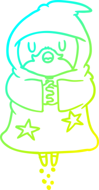 Bir insan tarafından çizilmiş yüzen bir büyücünün soğuk gradyan çizgisi