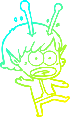 Bir çizgi film karakteri, bir insan tarafından çizilmiş soğuk gradyan çizimi.