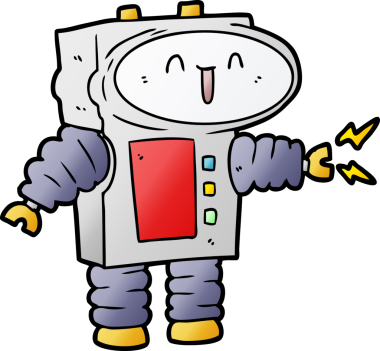 Bir insan tarafından çizilmiş çizgi film robotu