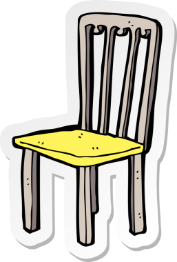 Bir insan tarafından çizilmiş eski bir sandalyenin çıkartması.