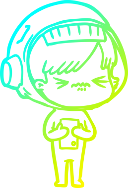 Bir insan tarafından çizilmiş soğuk gradyan çizgili astronot kadın çizimi.