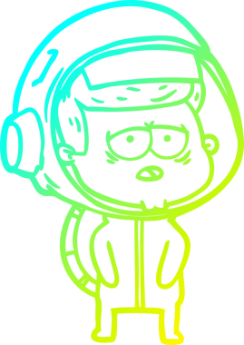 Bir insan tarafından çizilmiş soğuk gradyan çizgi çizimi yorgun astronot