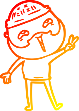 Bir insan tarafından çizilmiş mutlu sakallı bir adamın çizgi çizimi.