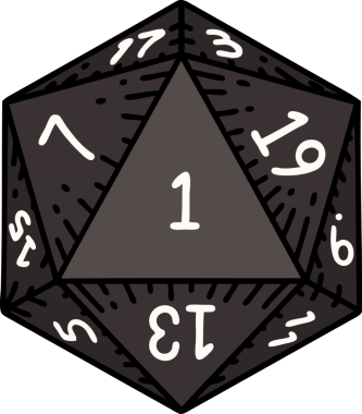Retro Dövme Biçimi Doğal 1D20 zar bir insan tarafından çizildi