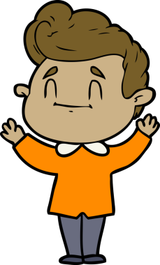 Bir insan tarafından çizilmiş mutlu çizgi film adamı.