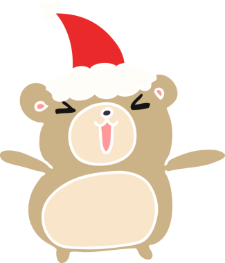 Bir insan tarafından çizilmiş Kawaii ayısının el çizimi Noel karikatürü.