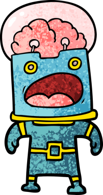 Bir insan tarafından çizilmiş çizgi film robotu