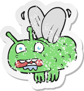 Bir insan tarafından çizilmiş karikatür sineğinin gerilimli çıkartması.