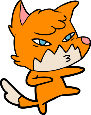 Bir insan tarafından çizilmiş akıllı çizgi film tilkisi.