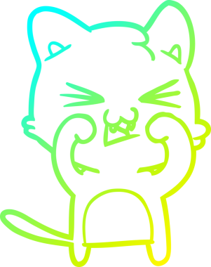 Bir insan tarafından çizilen çizgi film kedisinin soğuk gradyan çizimi