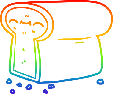 gökkuşağı gradyan çizgisi bir insan tarafından çizilmiş bir ekmek somunu