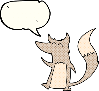 El yazısıyla çizilmiş çizgi roman konuşma balonu. Bir insan tarafından çizilmiş küçük kurt.