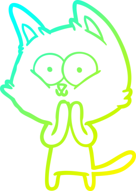 Bir insan tarafından çizilen çizgi film kedisinin soğuk gradyan çizgisi.