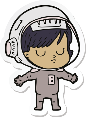 Bir insan tarafından çizilmiş astronot bir kadının çıkartması.