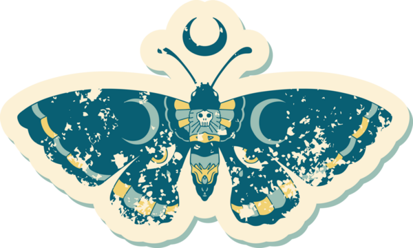 Bir insan tarafından çizilmiş güve sembolü dövme stili.