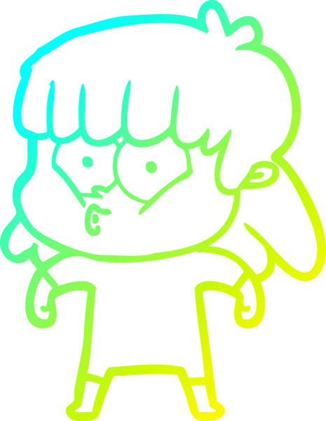 Bir insan tarafından çizilen ıslık çalan bir kızın soğuk gradyan çizgisi.