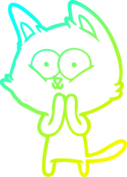 Bir insan tarafından çizilen çizgi film kedisinin soğuk gradyan çizgisi.