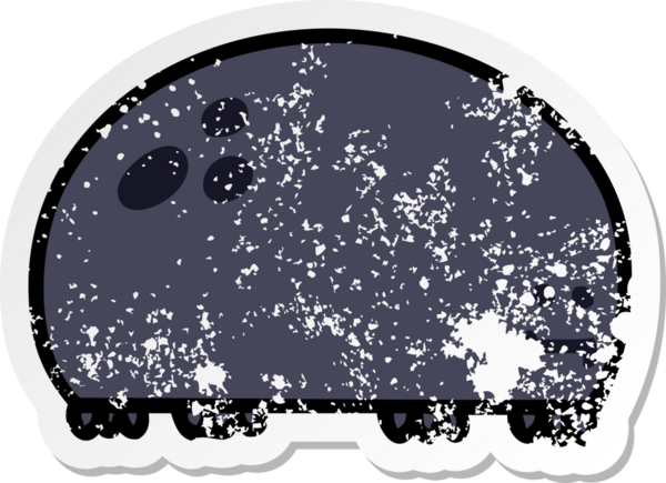 İnsan eliyle çizilmiş garip bir karikatür böceğinin sıkıntılı çıkartması.