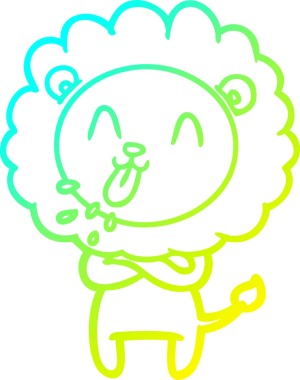 Bir insan tarafından çizilmiş mutlu çizgi film aslanı çizimi.