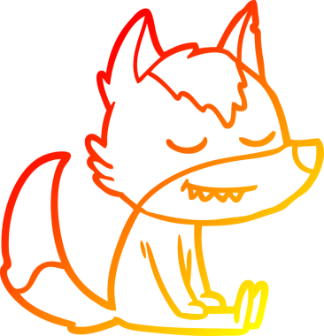 Bir insan tarafından çizilmiş, dost canlısı, çizgi film kurdu çizimi.