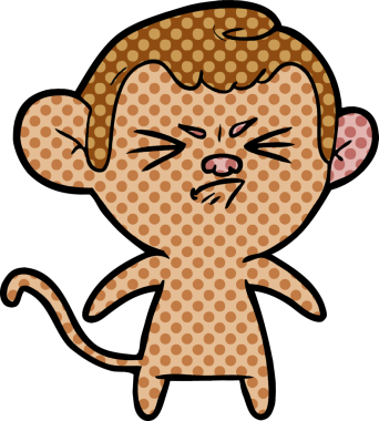 Bir insan tarafından çizilmiş kızgın maymun çizgi filmi.