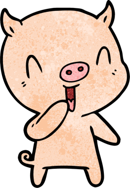 Bir insan tarafından çizilmiş mutlu çizgi film domuzu.