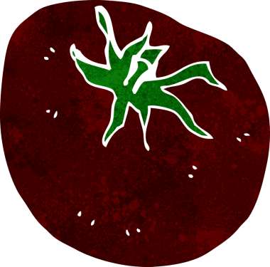 Bir insan tarafından çizilmiş domates çizgi filmi.