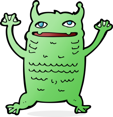 Bir insan tarafından çizilmiş küçük bir canavar.