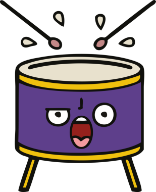 Bir insan tarafından çizilmiş şirin davul karikatürü.