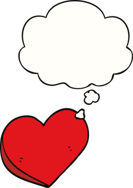 Bir insan tarafından çizilmiş düşünce baloncuklu aşk kalbi.