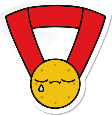 Bir insan tarafından çizilmiş şirin bir altın madalyanın çıkartması.