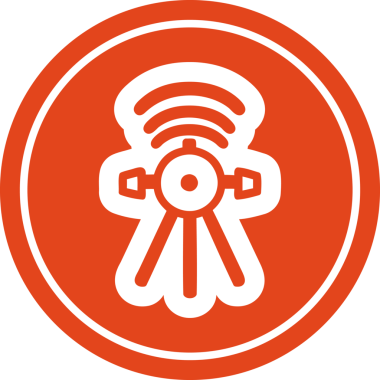 İletişim uydusu dairesel simgesi bir insan tarafından çizilmiş