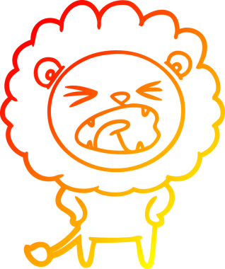 Bir insan tarafından çizilmiş karikatür aslanının sıcak çizgi çizimi