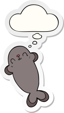 Düşünce baloncuklu karikatür mührü insan tarafından çizilmiş bir çıkartma.