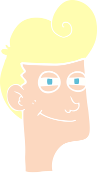 Bir insan tarafından çizilen gülümseyen adamın düz renk çizimi