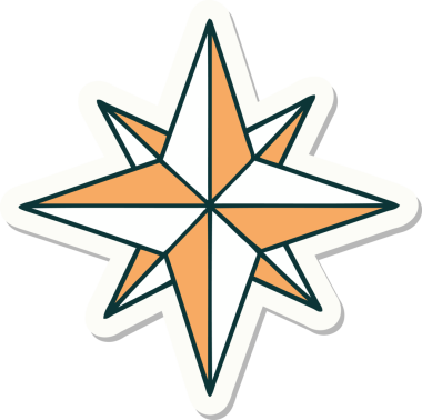 Bir insan tarafından çizilmiş geleneksel bir yıldız stiliyle dövme çıkartması.