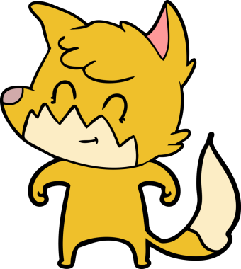 Bir insan tarafından çizilmiş çizgi film dostu tilki.