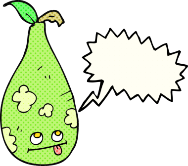 Bir insan tarafından çizilmiş serbest çizilmiş çizgi roman konuşma balonu armudu.