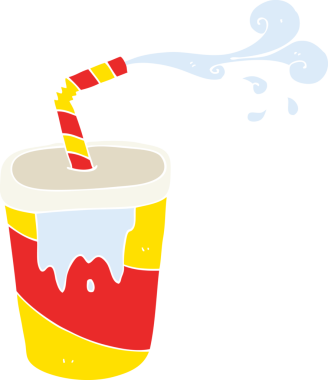 Bir insan tarafından çizilen gazozun düz renk çizimi