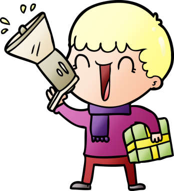 Bir insan tarafından çizilmiş megafon karikatür adam.