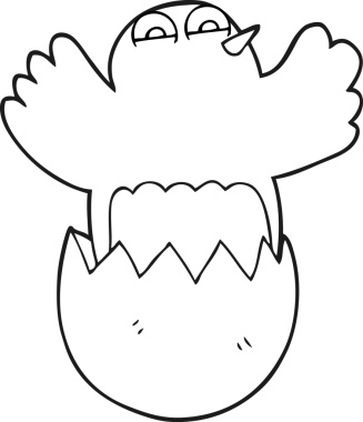 Bir insan tarafından çizilmiş siyah beyaz karikatür yumurta.