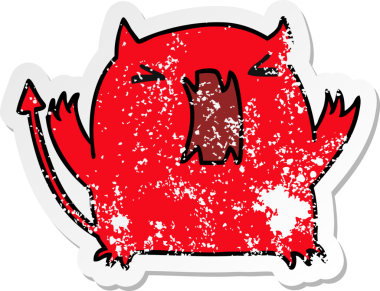 Bir insan tarafından çizilmiş sevimli bir kawaii şeytanının sıkıntılı karikatür çizimi