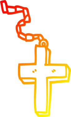 Bir insan tarafından çizilmiş metal bir haçın sıcak gradyan çizimi