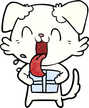 Bir insan tarafından çizilmiş, nefes nefese kalmış bir köpek.