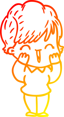 Bir insan tarafından çizilmiş gülen bir karikatür çizimi.