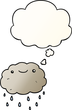 Düşünce baloncuğu olan karikatür bulutu bir insan tarafından çizilmiş.