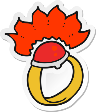 Bir insan tarafından çizilmiş sihirli yakut bir yüzüğün çıkartması.