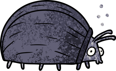 Bir insan tarafından çizilmiş dev bir çizgi film böceği.