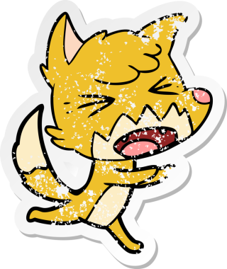 Bir insan tarafından çizilen kızgın tilki çizgi filminin sıkıntılı çıkartması.